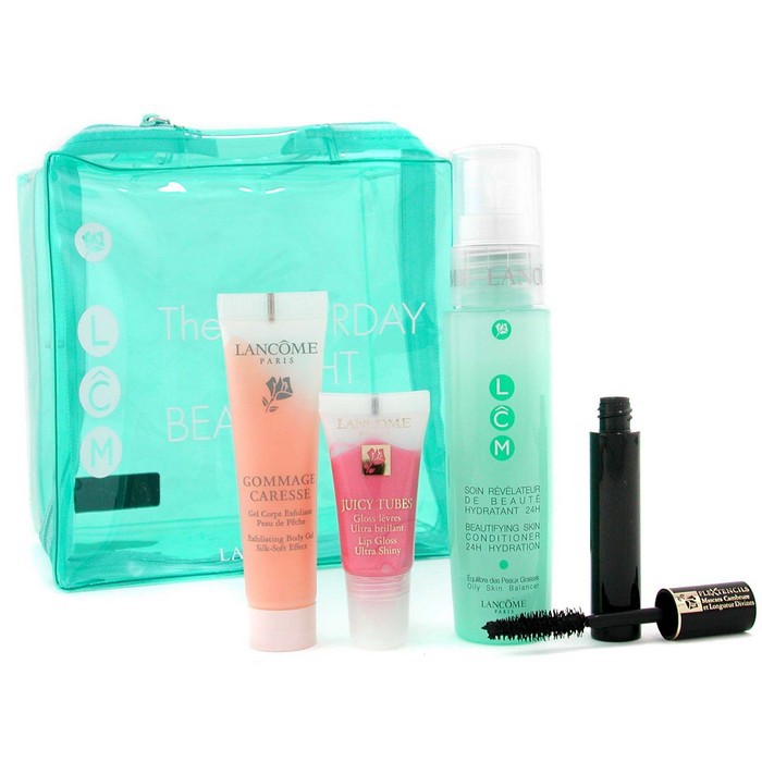 Lancome LCM Beauty Case (Oily Skin):Skin 24Hr Hydra. + Body Exfoliating + Juicy Tubes + Mascara + Bag 4pcs + 1 BagProduct Thumbnail