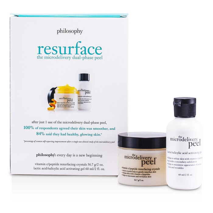 Philosophy Microdelivery Peel Set Desm.t: Lactic/Salicylic Acid Activation Gel + Vitamin C Resurfacing Crystal 2pcsProduct Thumbnail