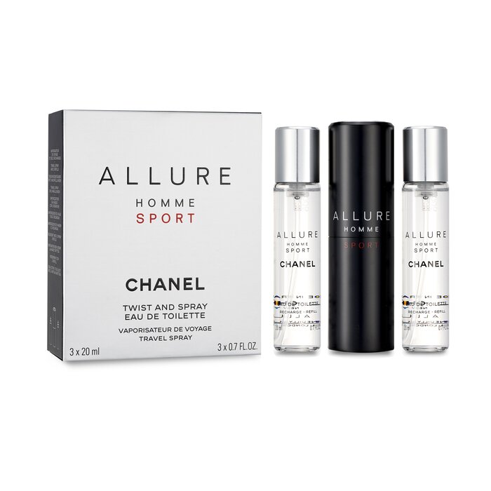 Chanel Allure Homme Sport Eau De Toilette Travel Spray (With Two Refills)  3x20ml/0.7oz - Eau De Toilette, Free Worldwide Shipping
