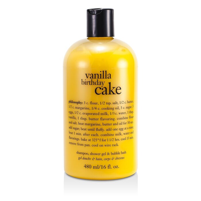Philosophy Vanilla Birthday Cake - AaVanilla Birthday Cake Shampoo, Shower Gel & Bubble Bath ward Winning ultra gazdag sampon, tusolózselé és habfürd 480ml/16ozProduct Thumbnail