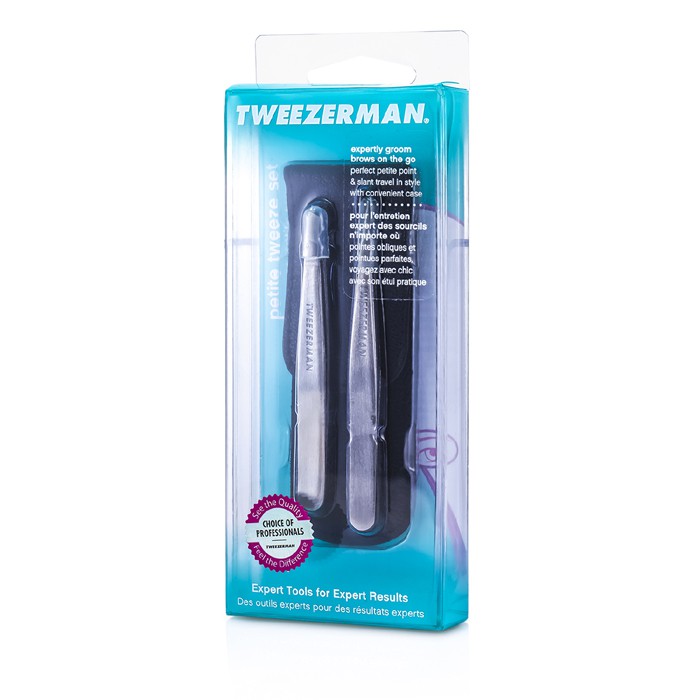 Tweezerman ชุด Petite Tweeze: แหนบหัวเฉียง + แหนบปลายแหลม ( With Black Leather Case) 2ชิ้นProduct Thumbnail