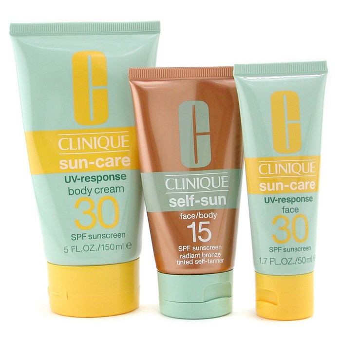 Clinique Sun Care Trio: Face SPF30 50ml + Body Cream SPF30 150ml + Self Sun Face & Body SPF15 75ml 3pcsProduct Thumbnail