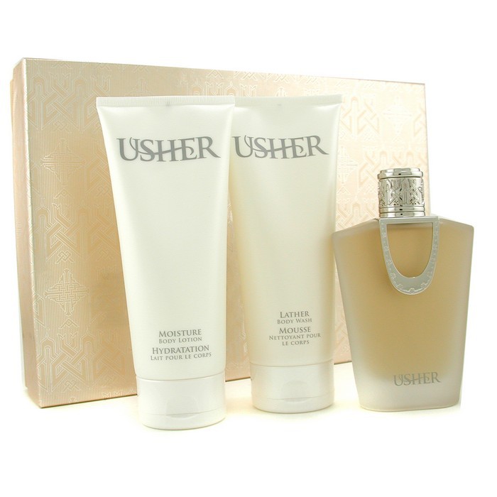Usher Kazeta Usher: parfémovaná voda s rozprašovačem 100ml + tělová péče 200ml + sprchový gel 200ml 3pcsProduct Thumbnail