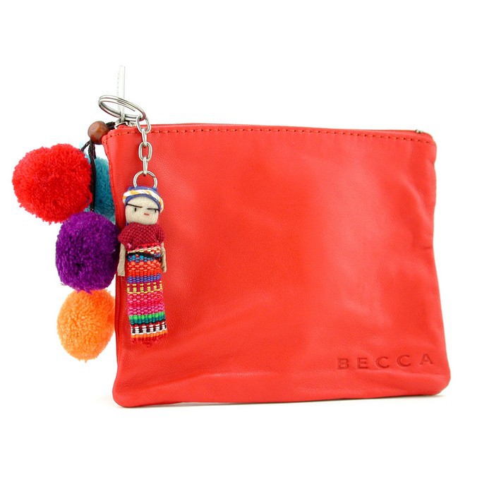 Becca Leather Makeup Tote with Worry Dolls & Pom Poms Picture ColorProduct Thumbnail