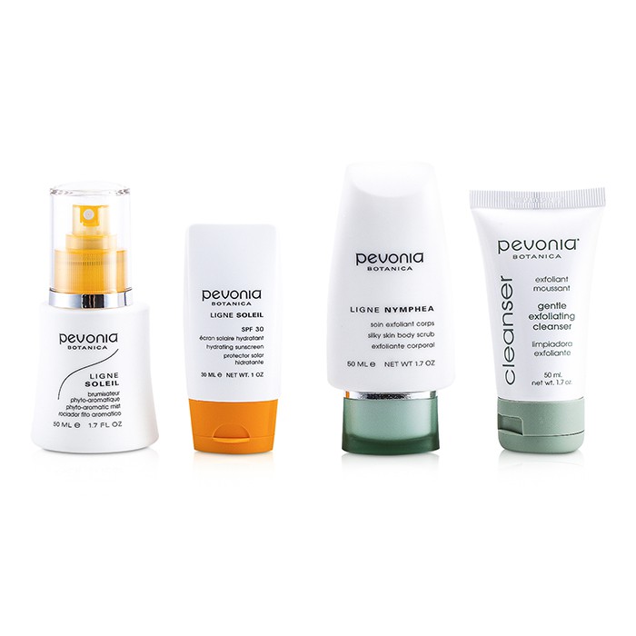 Pevonia Botanica Your Skincare Solution Safe Sun näole ja kehale Set: Mist 50 ml + päikesekreem 30 ml + kehakoorija 50 ml + puhastaja 50 ml + kott 4pcs+1bagProduct Thumbnail