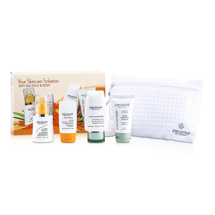 Pevonia Botanica Your Skincare Solution Safe Sun Face & Body Set: Mist 50ml + Sunscreen 30ml + Body Scrub 50ml + Cleanser 50ml + Bag 4pcs+1bagProduct Thumbnail