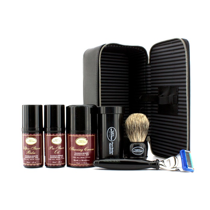 The Art Of Shaving Travel Kit (Sandalwood): Razor+ Shaving Brush+ Pre-Shave Oil 30ml+ Shaving Cream 45ml+ A/S Balm 30ml+ Case 5pcs+1caseProduct Thumbnail