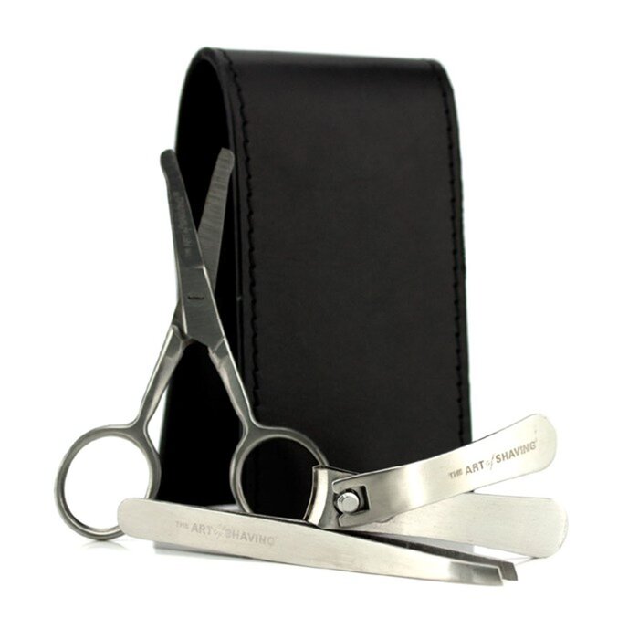 The Art Of Shaving Manicure Set: Nail Clipper + Nose Hair Scissors + Tweezers + Black Leather Pouch 3pcsProduct Thumbnail
