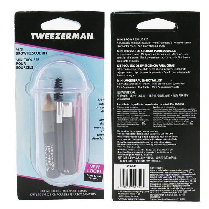 Tweezerman Mini Set Salvare Sprâncene: Pensetă Oblică + Gel Sprâncene + Pensulă Sprâncene + Nuanţator Sprâncene+ Casetă 4pcs+1caseProduct Thumbnail