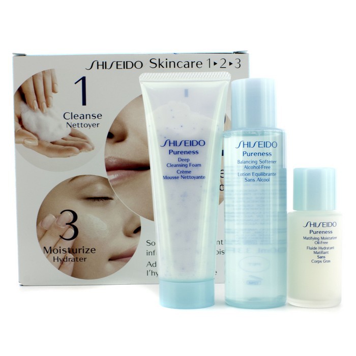 Shiseido Pureness Kit: Dung Dịch Bọt Rửa 75ml/2.7oz + Làm Mềm 100ml/3.3oz + Dưỡng Ẩm 30ml/1oz 3pcsProduct Thumbnail