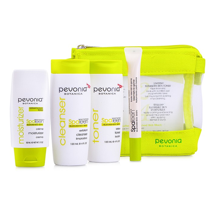 Pevonia Botanica SpaTeen Blemished Skin Kit: Cleanser + Toner + Moisturizer + Blemish-B-Gone + Bag 4pcs+1bagProduct Thumbnail