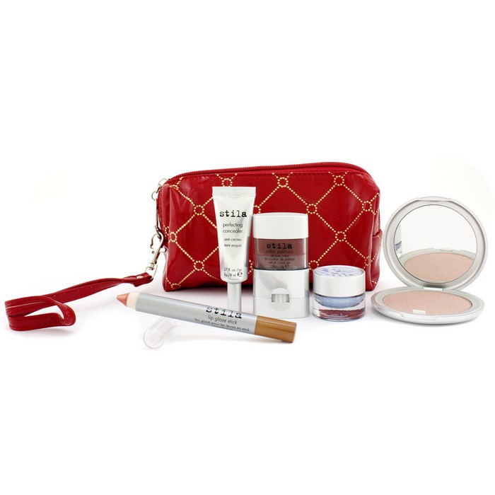Stila MakeUp Set with Red kott: näopuuder + peitja + silmavaht + huuleläike pulk+ põsepuna +kott 5pcs+1bagProduct Thumbnail