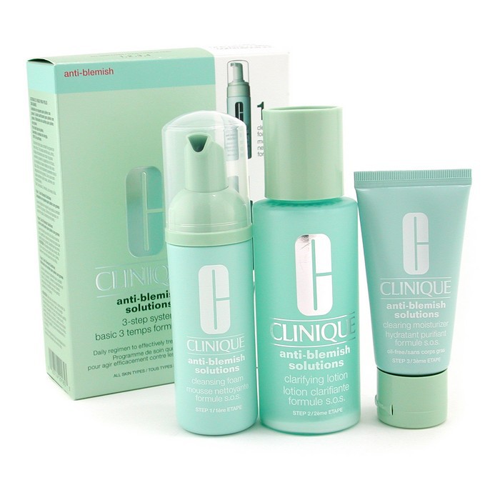 Clinique Anti-Blemish Solutions 3-Step System: Cleansing Foam + Clarifying Lotion + Moisturizer 3pcsProduct Thumbnail