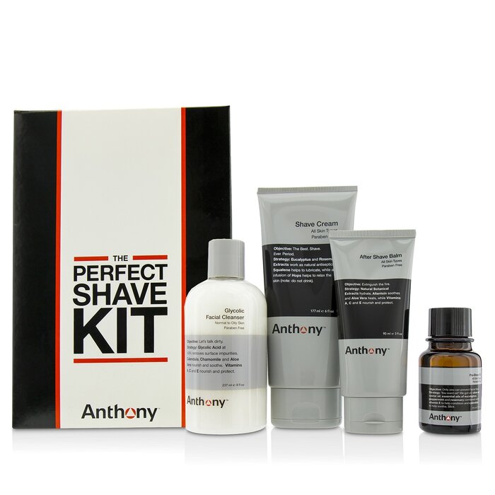 Anthony Logistics For Men Kit Afeitado Perfecto: Limpiadora + Aceite Pre-Afeitado + Crema de Afeitar + Crema Después de Afeitar 4pcsProduct Thumbnail