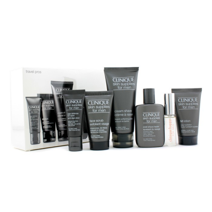 Clinique Travel Pros Coffret: Happy F.Men +M. Lotion +Age Defence For Eyes +Post-Shave Healer +F.Scrub +C. Shave 6pcsProduct Thumbnail