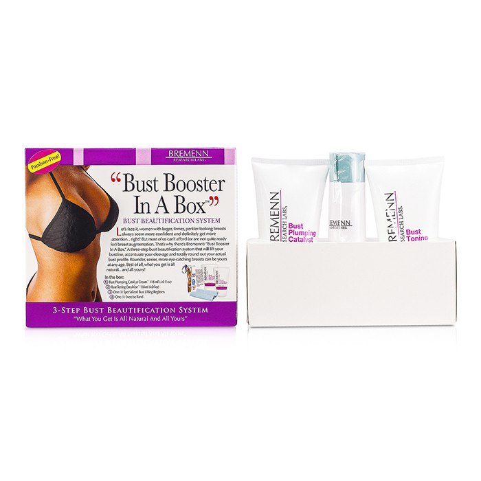 Bremenn Research Labs Bust Booster In A Box: Bust Plumping Catalyst Cream 118ml/4oz + Bust Toning Emulsion 118ml/4oz + Exercise Band 1pc - Perawatan Dada 3pcsProduct Thumbnail