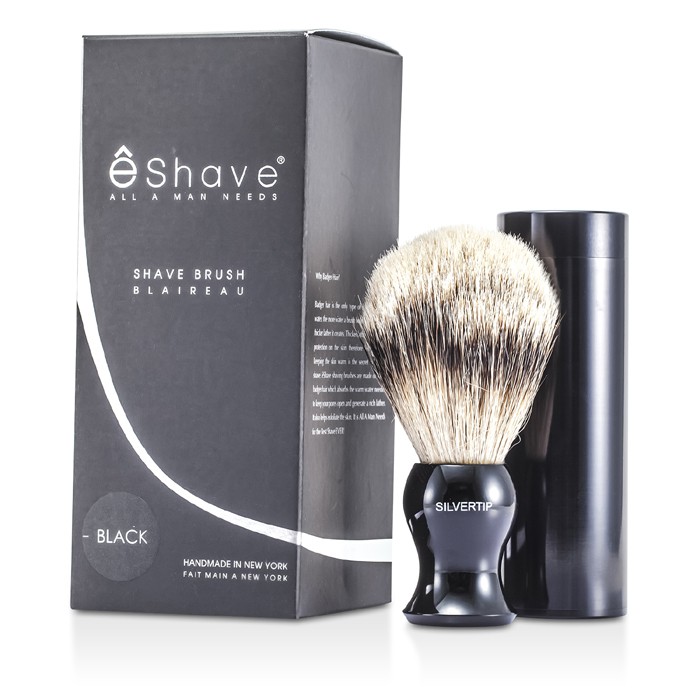 EShave Podróżny pędzel do golenia Travel Brush Silvertip With Canister - Black 1 sztukaProduct Thumbnail