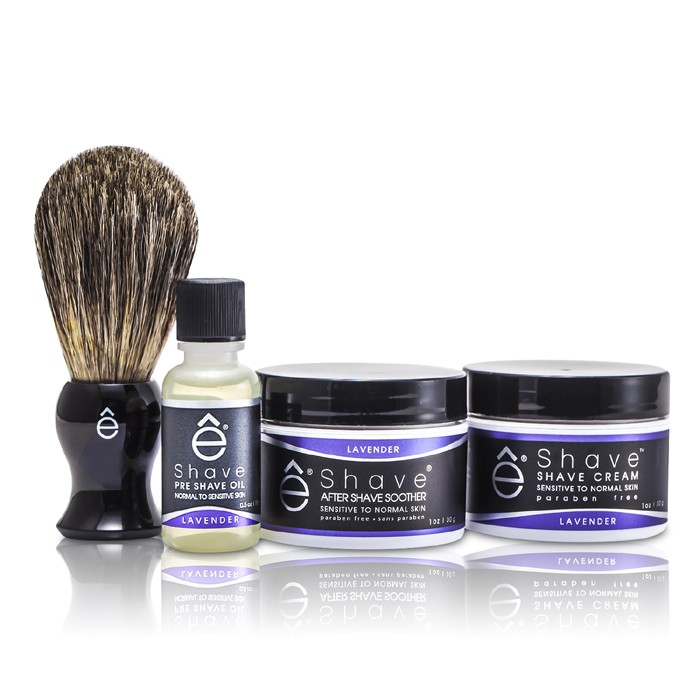 EShave ชุด Lavender Start Up: น้ำมันก่อนโกนหนวด+ ครีมโกนหนวด + บำรุงหลังโกนหนวด+ แปรง + กระเป๋า 4ชิ้น+1ใบProduct Thumbnail