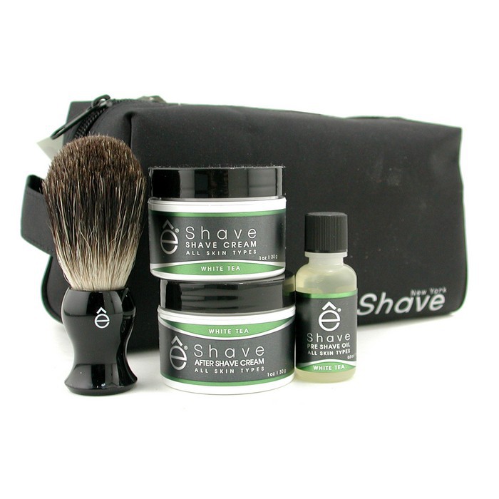EShave White Tea Start Up Kit: Pre Shave Oil + Shave Cream + After Shave Cream + Brush + Bag 4pcs+1bagProduct Thumbnail