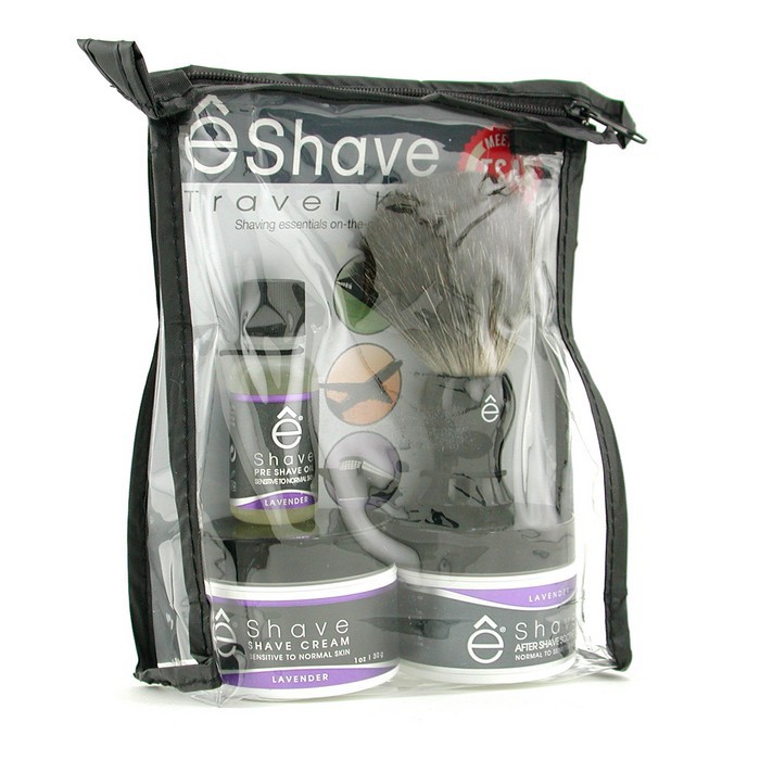 EShave Lavender Travel Kit: Pre Shave Oil + Shave Cream + After Shave Soother + Brush + TSA Bag 4pcs+1bagProduct Thumbnail