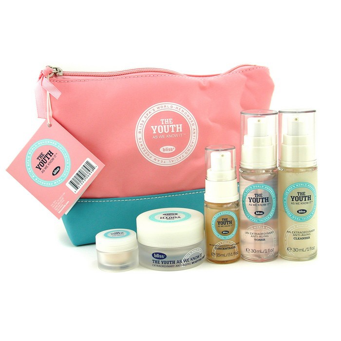 Bliss The Youth As We Know It Set: Cleanser + Toner + Concentrate + Moisture Cream + Eye Cream + Bag 5pcs+1bagProduct Thumbnail
