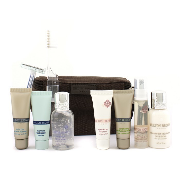 Molton Brown Jetpack: Facial Wash + Body Lotion + Supershave + Ultracool Eye Gel + Mist + Lipsaver + Toothpaste + Toothbrush + Razor + Bag 9pcs+1bagProduct Thumbnail