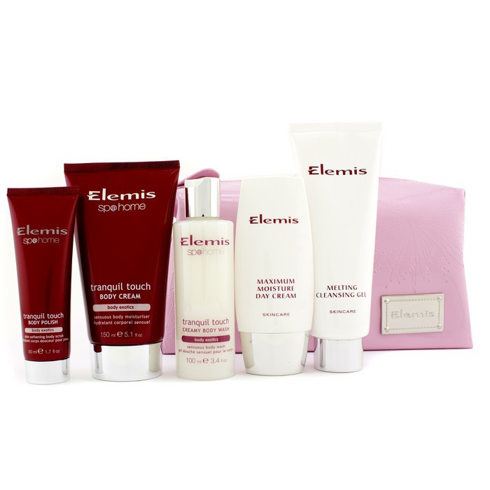Elemis Glowing Beauty Holiday Kit: Cleaning Gel + Day Cream + Body Wash + Body Polish + Body Cream + Bag 5pcs+1bagProduct Thumbnail