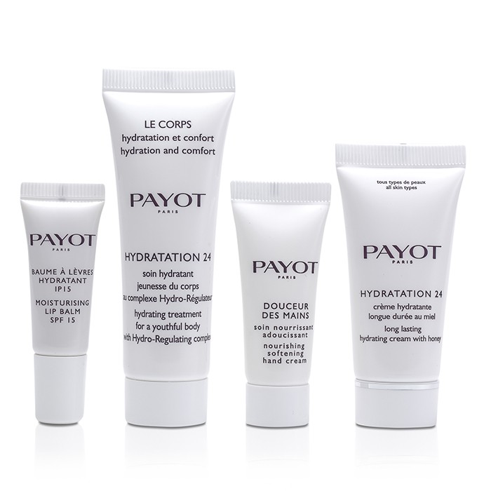 Payot Hydro Kit: Creme Hydratation 24 15ml + Hydratation 24 Corps 25ml + Hand Cream 10ml + Lip Balm 5ml 4pcs+1bagProduct Thumbnail