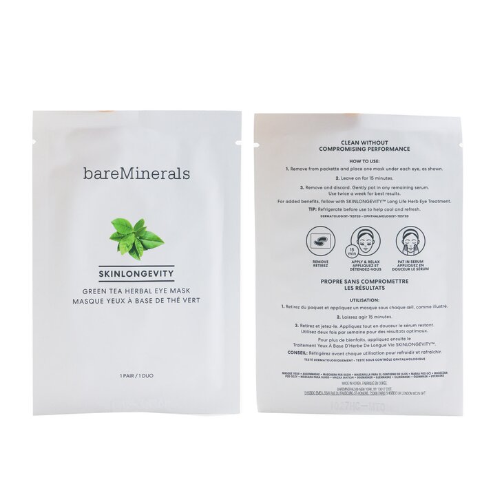 BareMinerals Skinlongevity Green Tea Herbal Eye Mask (Unboxed) 6pairsProduct Thumbnail