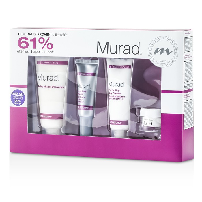 Murad Set Renovador Antienvejecimiento Achieve Ageless Complete Skin:Desmaquillador +Crema Día+ Reforma Completa+Hidratante Innovador 4pcsProduct Thumbnail