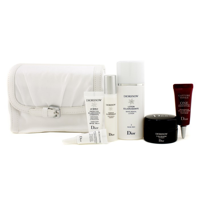 Christian Dior Diorsnow putni set: losion + esencija + D-NA noćna krema + UV Shield + tretman za kožu oko očiju + One Essential serum + torbica (bijela) 6pcs+1bagProduct Thumbnail