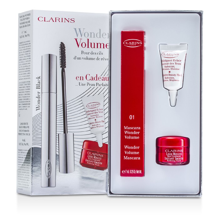 Clarins Wonder Volume Set: 1x Mascara + 1x Instant Smooth Perfecting Touch MakeUp Base + 1 x Eye Revive Beauty Flash 3pcsProduct Thumbnail