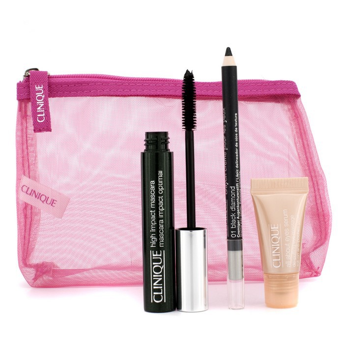 Clinique Kit High Impact Lashes: High Impact Mascara #01 + Creme Shaper For Eyes #01 + Serum All About Eyes + Nescessaire 3pcs+1bagProduct Thumbnail