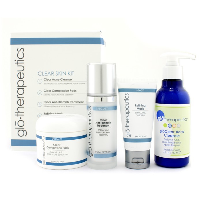 Glotherapeutics Clear Skin Kit: Cleanser + Complexion Pads + Anti-Blemish Trt + Mask 4pcsProduct Thumbnail