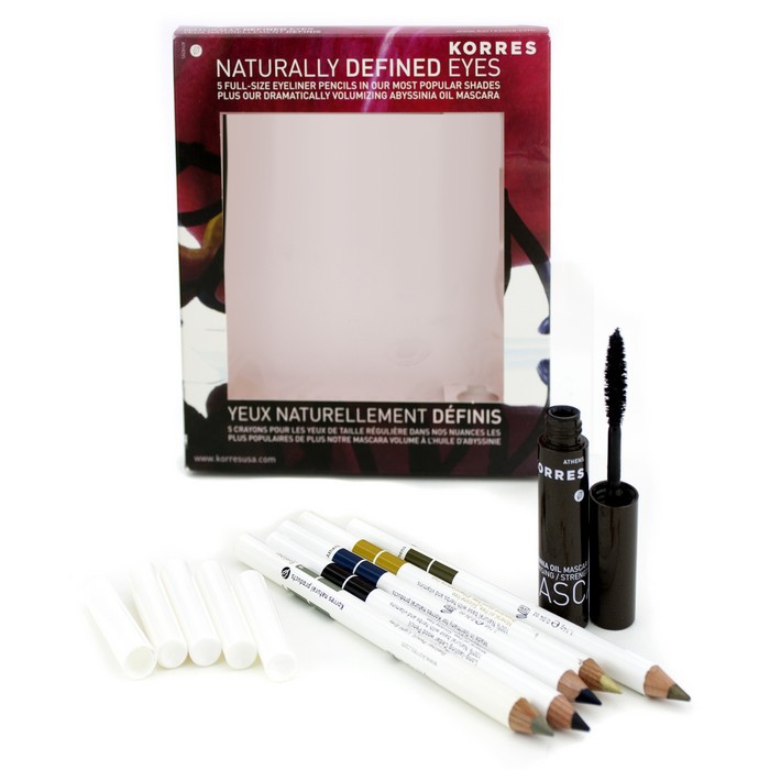 Korres Naturally Defined Eyes Kit (5x Eyeliner Pencil, 1x Abyssinia Oil Volumising Mascara) 6pcsProduct Thumbnail