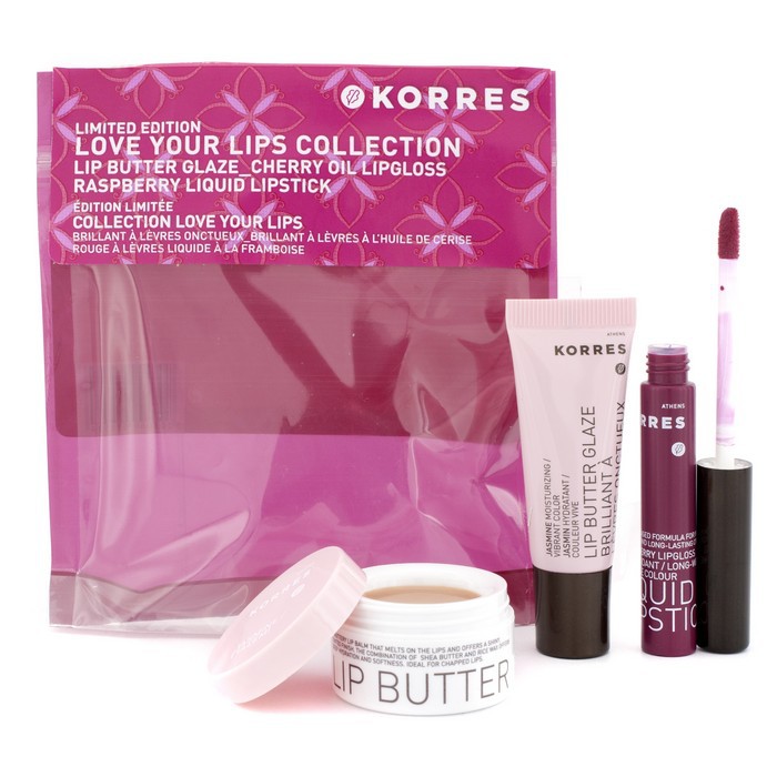 Korres Love Your Lips Collection: 1x Lip Butter Glaze, 1x Raspberry Antioxidant Liquid Lipstick, 1x Lip Butter 3pcsProduct Thumbnail