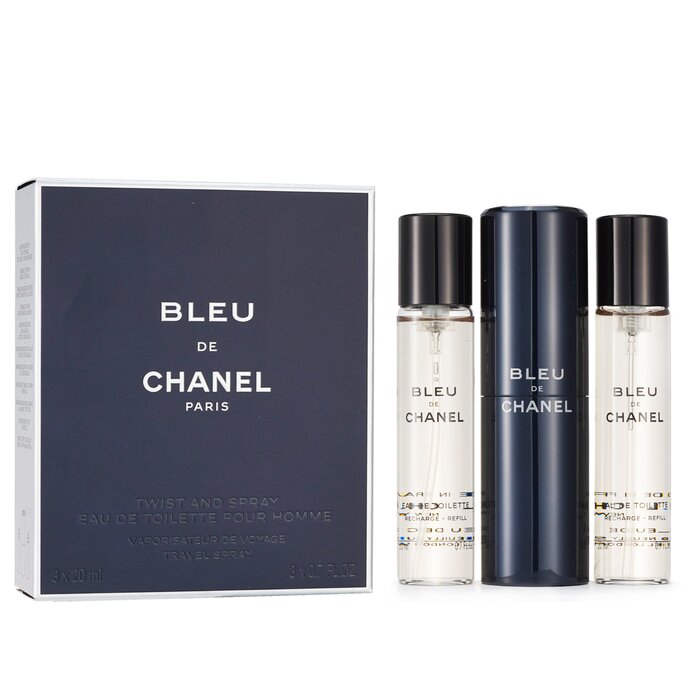 Chanel - Bleu De Chanel Eau De Toilette Travel Spray & Two Refills 3x20ml/ 0.7oz - Eau De Toilette, Free Worldwide Shipping