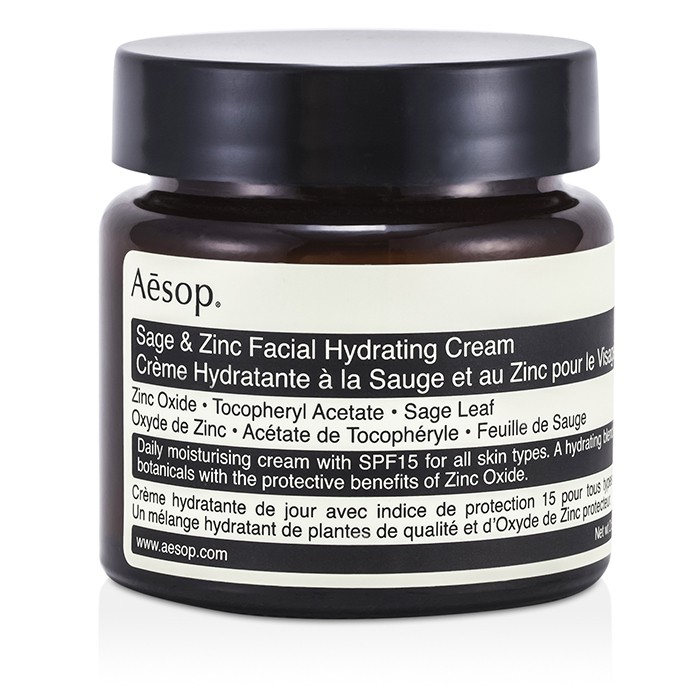 Aesop Vlažilna krema za obraz z žajbljem in cinkom z UV zaščito Sage & Zinc Facial Hydrating Cream SPF15 60ml/2.45ozProduct Thumbnail