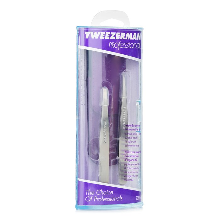 Tweezerman Professional Малък Комплект Пинцети: Наклонена Пинцета + Пинцета с Остър Връх 2pcsProduct Thumbnail