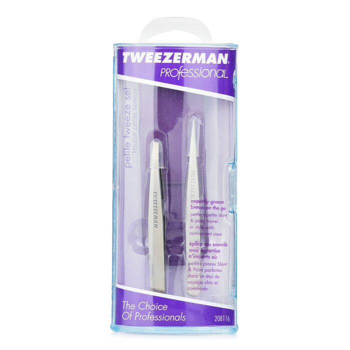 Tweezerman Professional Малък Комплект Пинцети: Наклонена Пинцета + Пинцета с Остър Връх 2pcsProduct Thumbnail