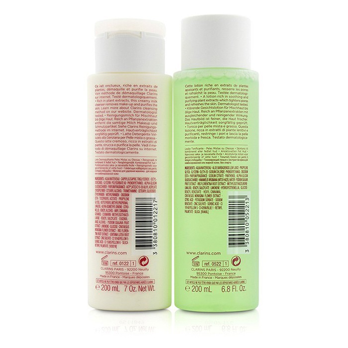 Clarins Cleansing Duo (Combination/Oily Skin): Cleansing Milk 200ml/7oz + Toning Lotion 200ml/6.8oz 2pcsProduct Thumbnail