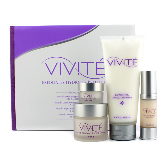 Vivite Core System Set: Exfoliating Facial Cleanser 200ml + Night Renewal Facial Cream 60g + Antioxidant Facial Serum 30ml + Revitalizing Eye Cream 15g 4pcsProduct Thumbnail