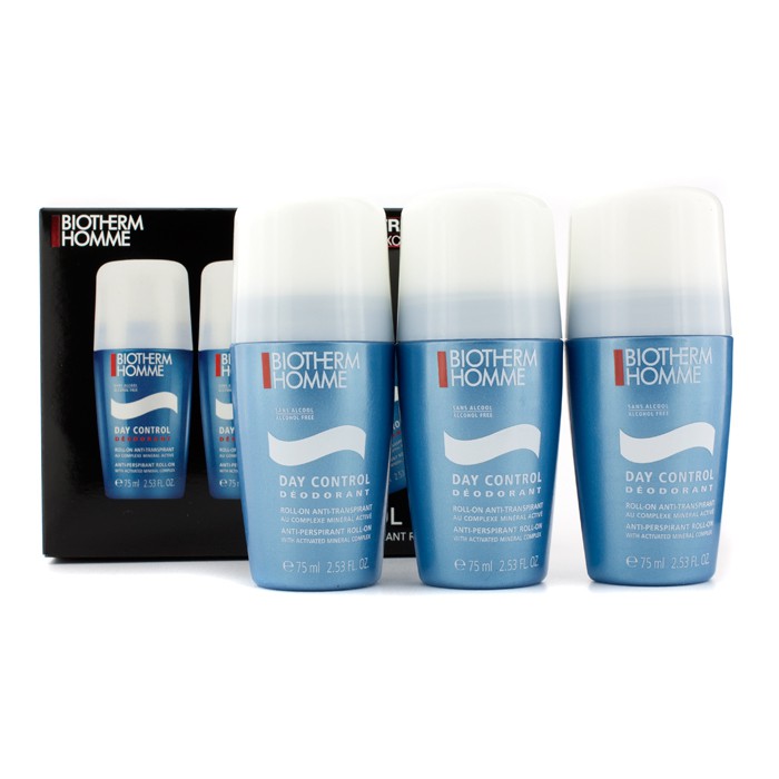 Biotherm Homme Travel Trio: Day Control Deodorant Anti-Perspirant Roll-On 3x75ml/2.53ozProduct Thumbnail