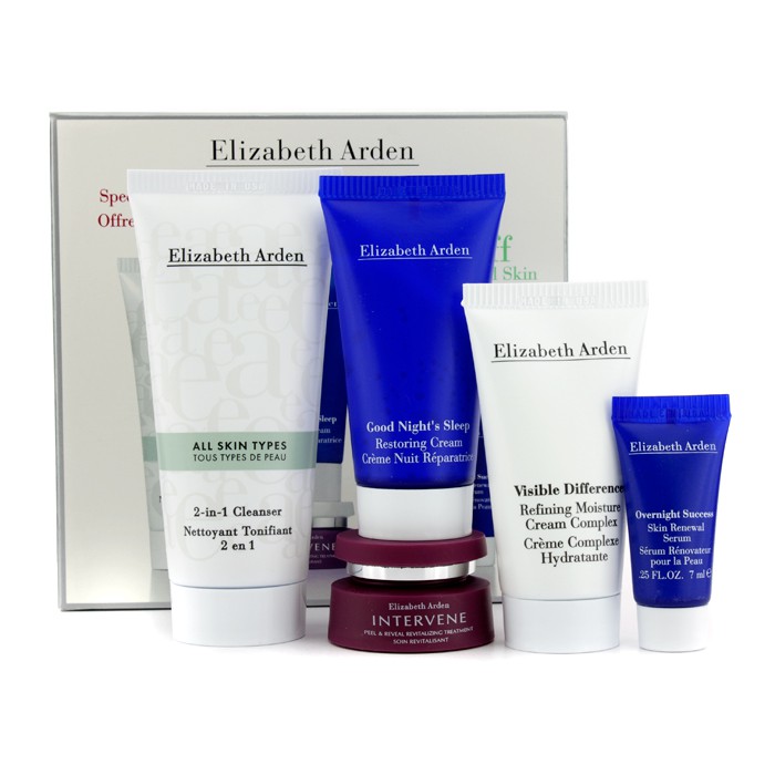 Elizabeth Arden Zestaw The Right Stuff For Normal Skin: żel do mycia twarzy 50ml + krem 30ml + krem 30ml + kuracja 7.5ml + Rserum 7ml 5 sztukProduct Thumbnail