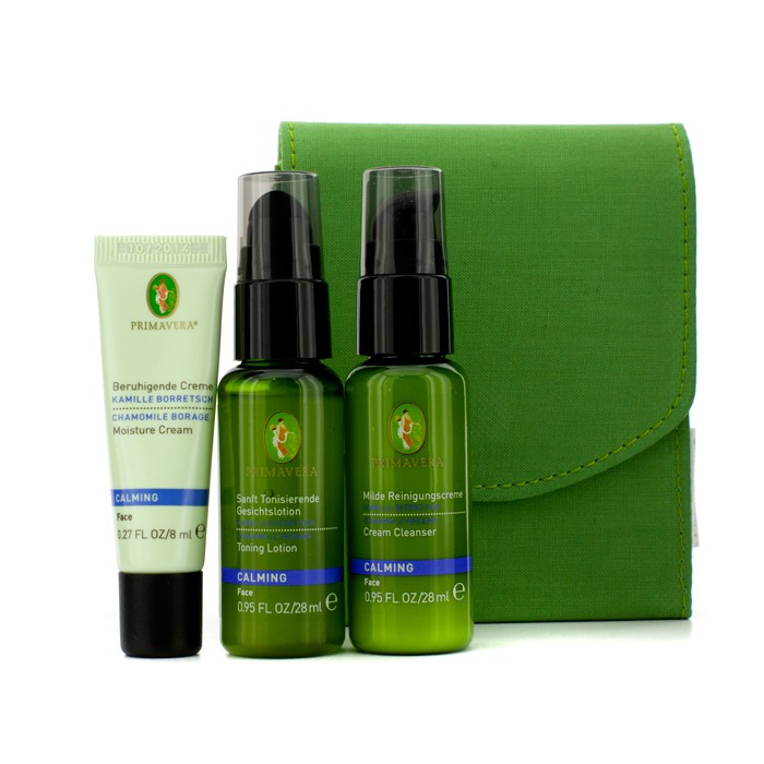 Primavera Calming Face Care Starter & Travel Kit (Sensitive Skin): Calming Cream Cleanser 28ml/0.95oz + Calming Toning Lotion 28ml/0.95oz + Calming Moisture Cream 8ml/0.27oz + Bag 3pcs+1bagProduct Thumbnail