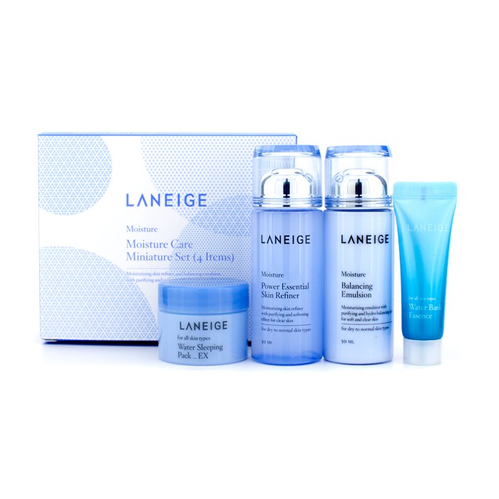 Laneige Moisture Care Miniature Set: Skin Refiner + Emulsion + Water Sleeping Pack + Essence 4pcsProduct Thumbnail