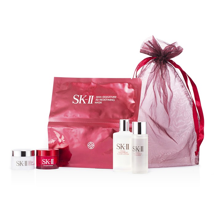 SK II Set SKII Promotion: Loción Tratamiento Blanqueador Facial 40ml + Tratamiento Esencia Facial 30ml + Stempower 15g + Tratamiento Desmaquillador Facial 15g + Skin Signature 3D Mascarilla 1pc 5pcsProduct Thumbnail