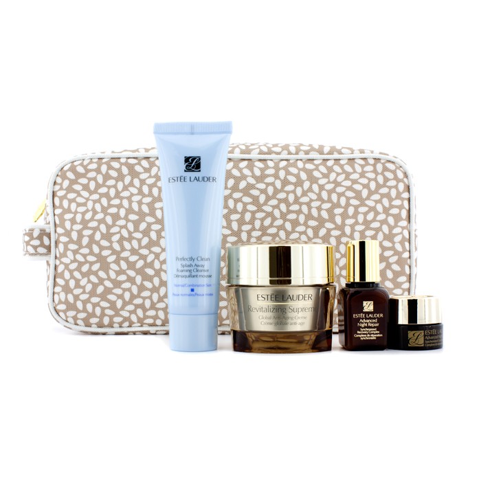 Estee Lauder Global Anti-Aging Essentials Set: Anti-Aging Creme 50ml + Foaming Cleanser 50ml + Recovery Complex 15ml + Eye Complex 5ml + Bag 4pcs+1bagProduct Thumbnail