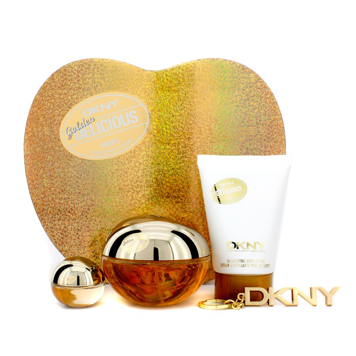 DKNY Golden Delicious -rasia: Eau De Parfum -suihke 100ml/3.4oz + -vartalovoide 100ml/3.4oz + miniatyyri + avaimenperä 4pcsProduct Thumbnail