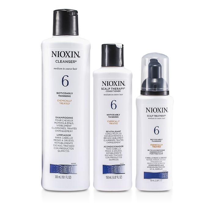 Nioxin System 6 مجموعة علاج الشعر للشعر المتوسط إلى الخشن والعادي إلى الرفيع: منظف 300مل + معالج لفروة الرأس 150مل 3pcsProduct Thumbnail